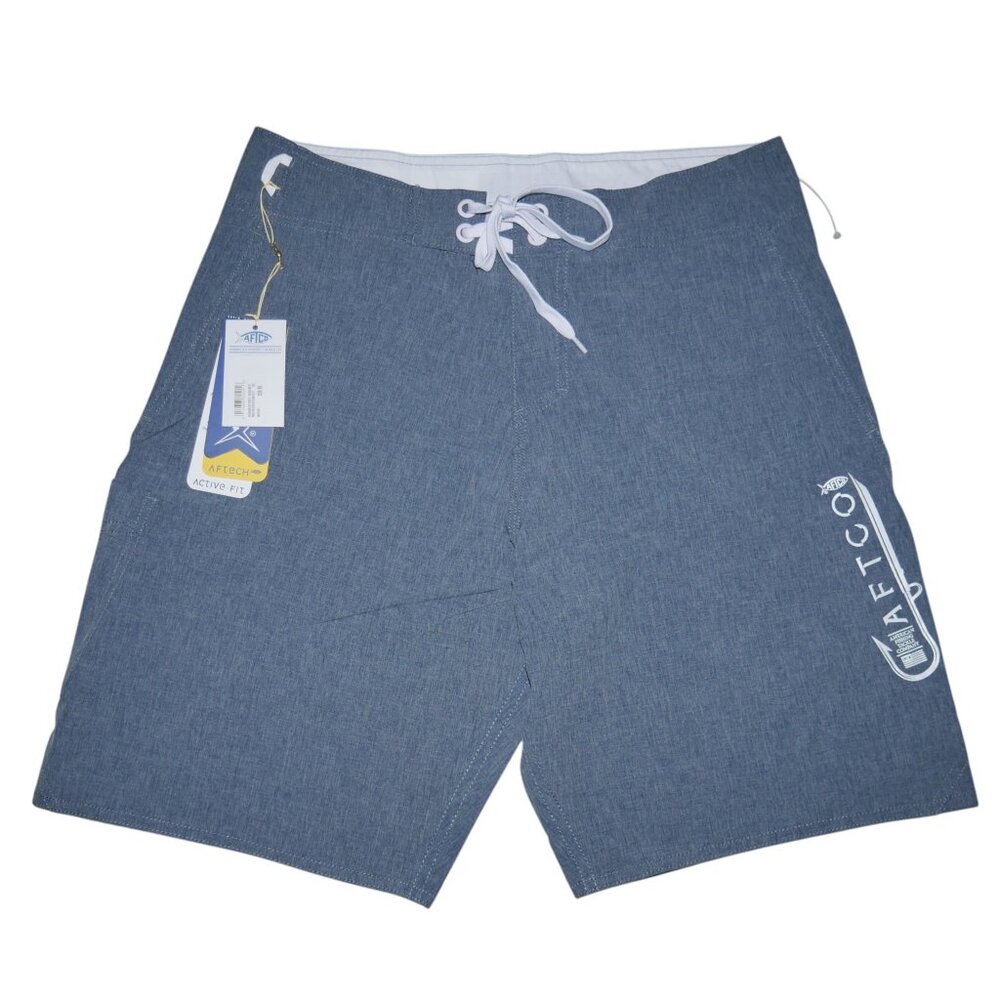 AFTCO Men's Fishing Board Shorts Size 30 Blue DWR Swimwear NWT
